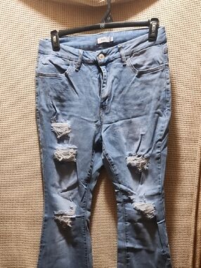 Rue21 Light Blue Distressed Flare Jeans